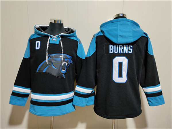 Men's Carolina Panthers #0 Brian Burns Black Ageless Must-Have Lace-Up Pullover Hoodie